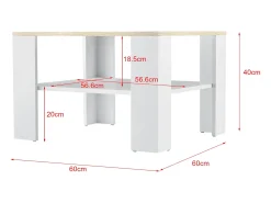 Mesa De Apoio|Helloshop26 Mesa de centro 60 x 60 x 40 cm efeito carvalho e branco 03_0008432 Bege