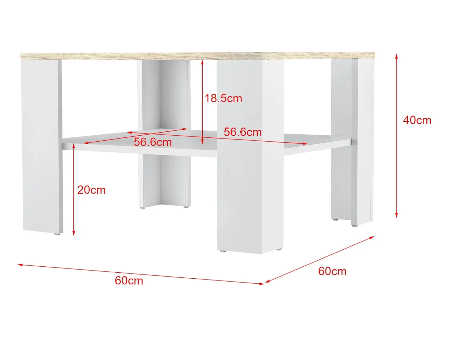 Mesa De Apoio|Helloshop26 Mesa de centro 60 x 60 x 40 cm efeito carvalho e branco 03_0008432 Bege