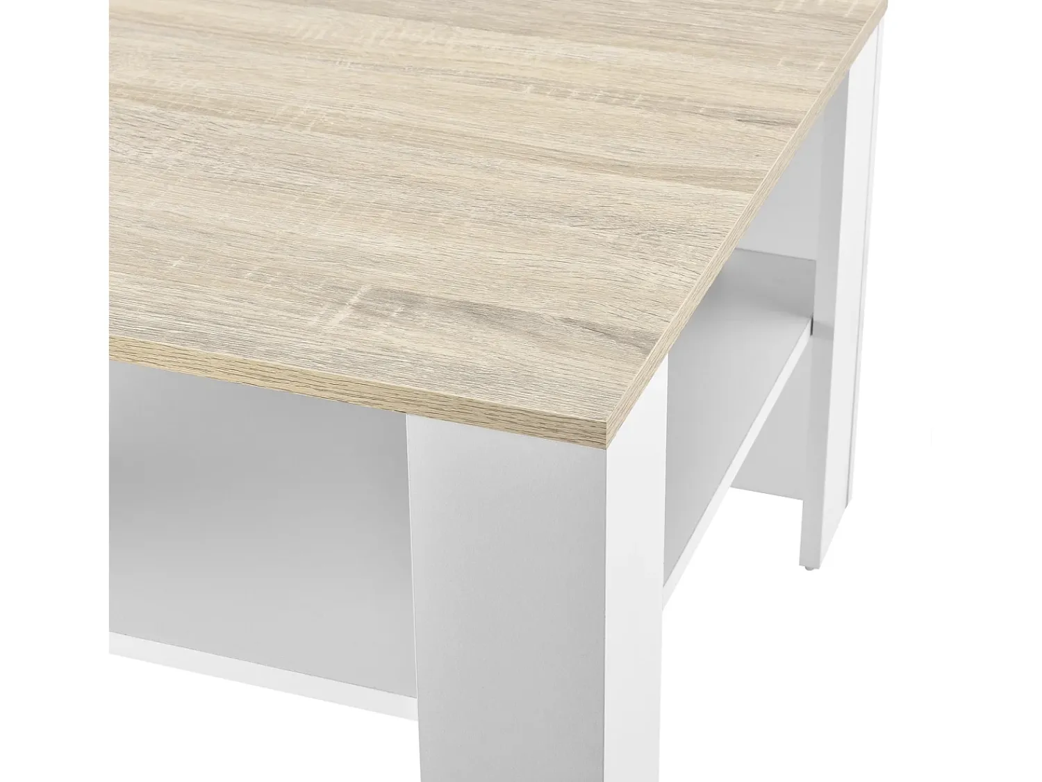 Mesa De Apoio|Helloshop26 Mesa de centro 60 x 60 x 40 cm efeito carvalho e branco 03_0008432 Bege