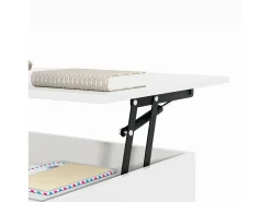 Sale Mesa de centro, 100 x 50 x 33/47,5 cm, com tampo de vidro e efeito LED, branca Branco