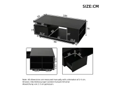 Mesa De Centro*Hauss Spole Mesa de centro 100 x 50 x 36 cm com gaveta, LED - Preta Preto