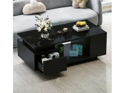 Mesa De Centro*Hauss Spole Mesa de centro 100 x 50 x 36 cm com gaveta, LED - Preta Preto