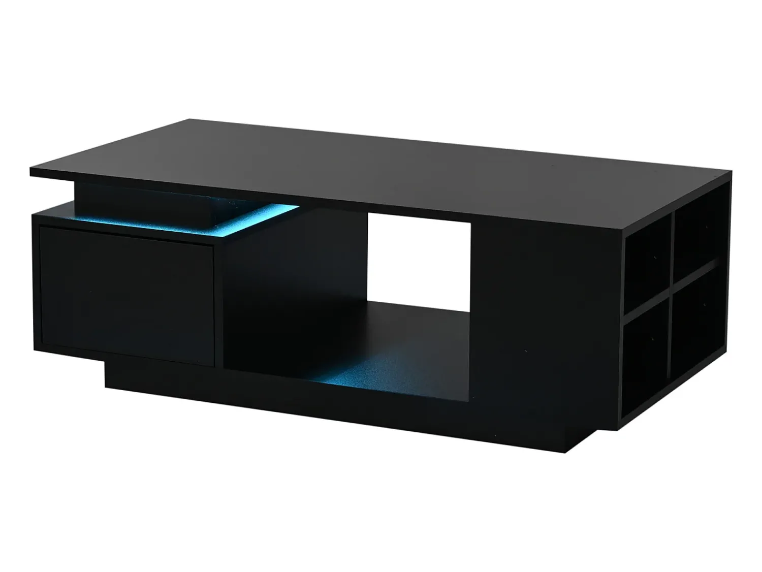 Mesa De Centro*Hauss Spole Mesa de centro 100 x 50 x 36 cm com gaveta, LED - Preta Preto