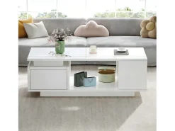New Hauss Spole Mesa de centro 100 x 50 x 36 cm com gaveta, LED - Branca Branco