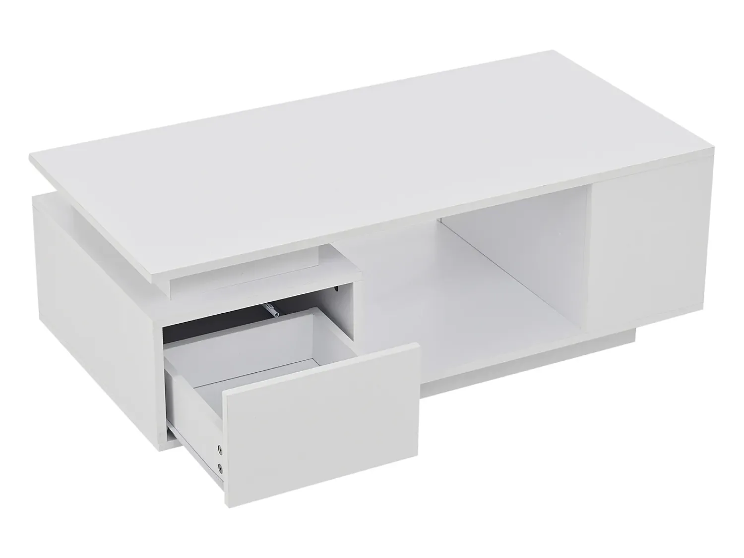 New Hauss Spole Mesa de centro 100 x 50 x 36 cm com gaveta, LED - Branca Branco