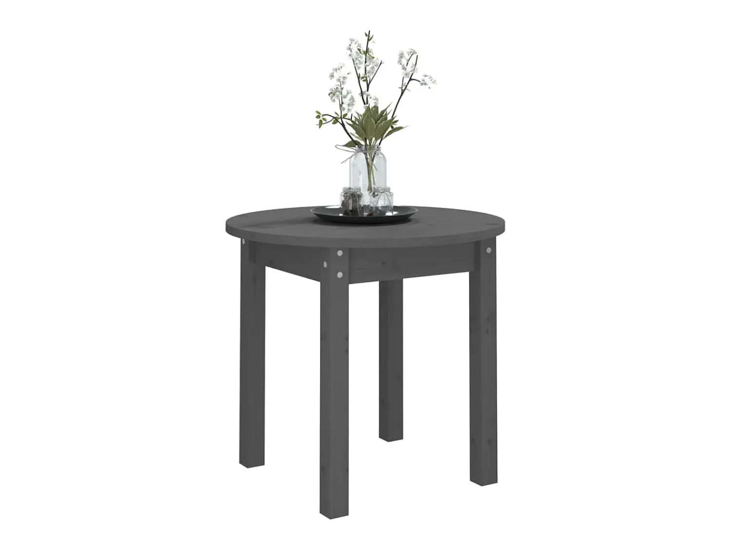 Discount vidaxl Mesa de centro Ø 45x40 cm madeira de pinho maciça Cinzento