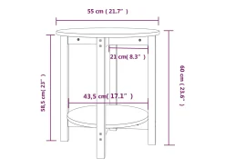 vidaxl Mesa de centro Ø 55x60 cm madeira de pinho maciça^ Mesa De Centro
