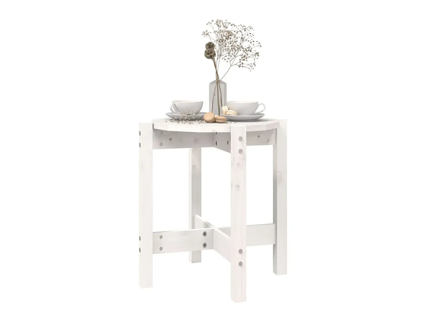 Best Mesa de centro Ø 42,5x45 cm madeira de pinho maciça PT217222 Branco