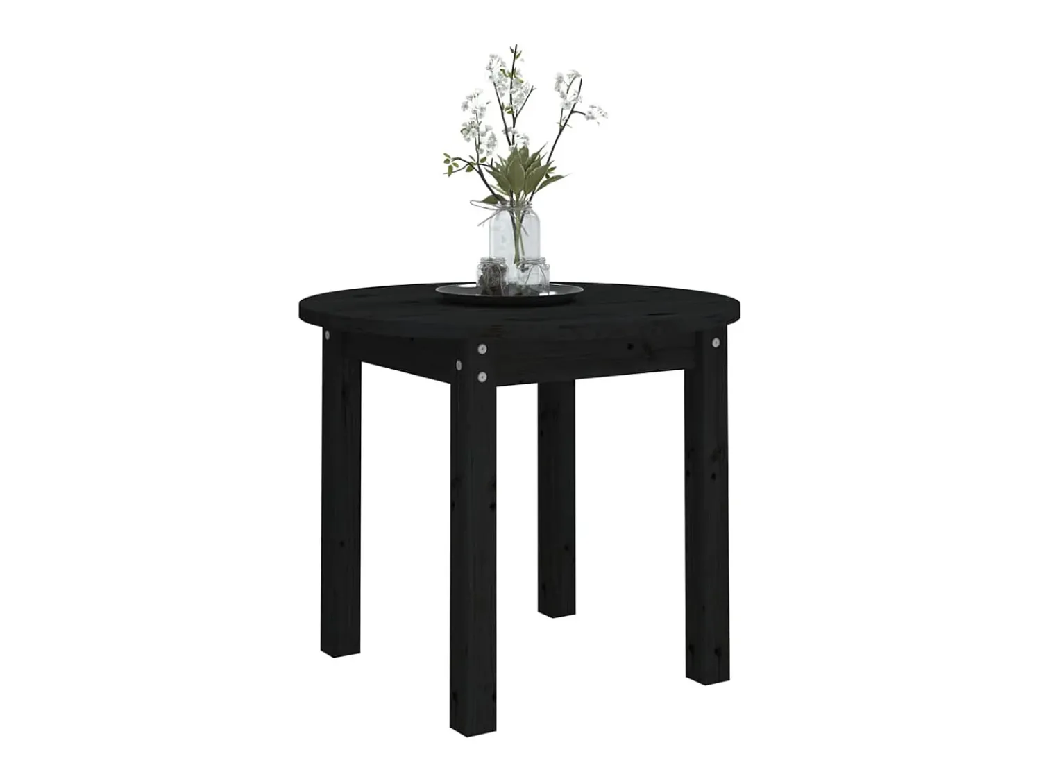 Mesa De Centro* Mesa de centro Ø 55x45 cm madeira de pinho maciça PT825219 Preto