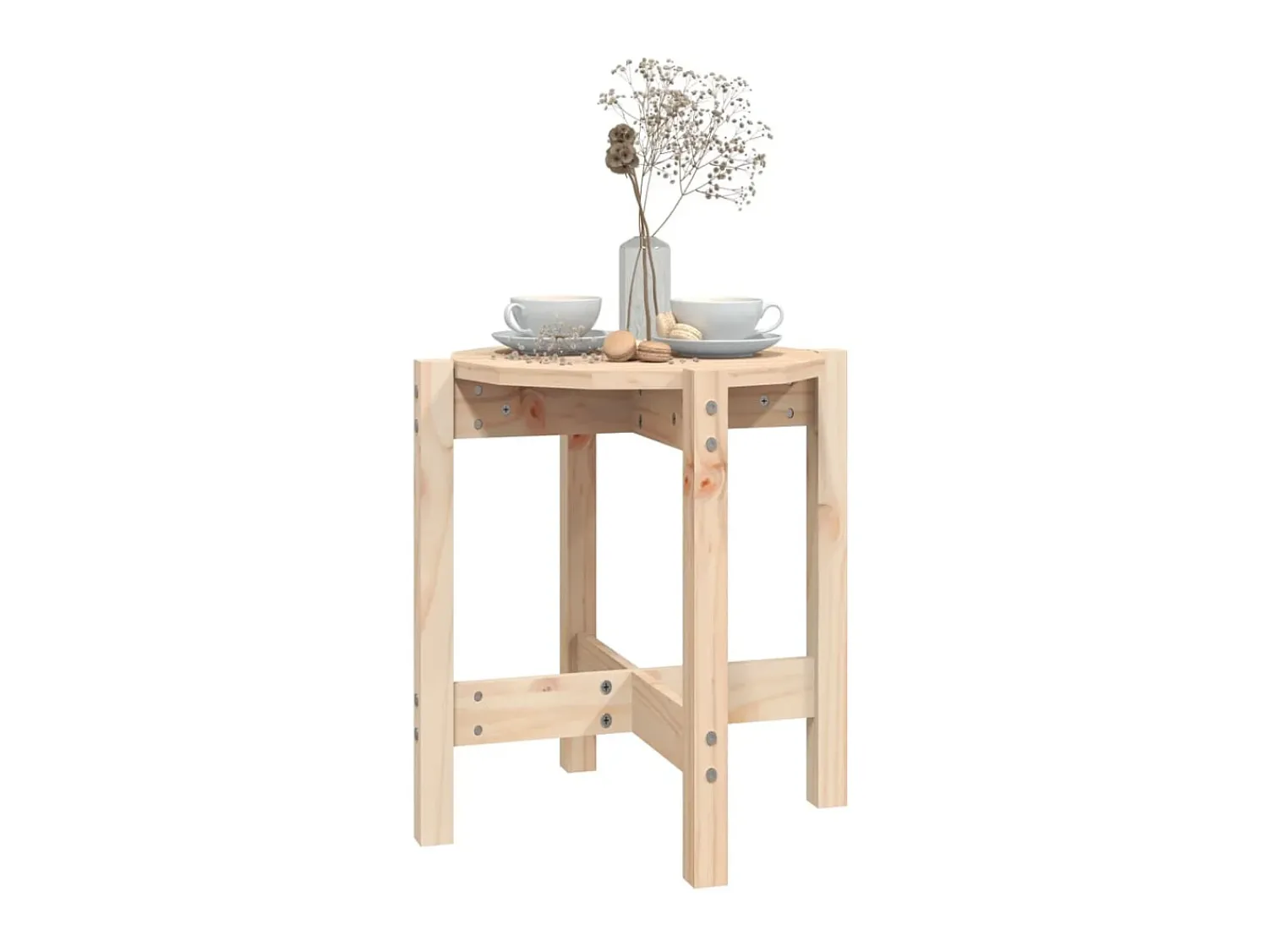 Mesa De Apoio* Mesa de centro Ø 42,5x45 cm madeira de pinho maciça PT933749 Castanho