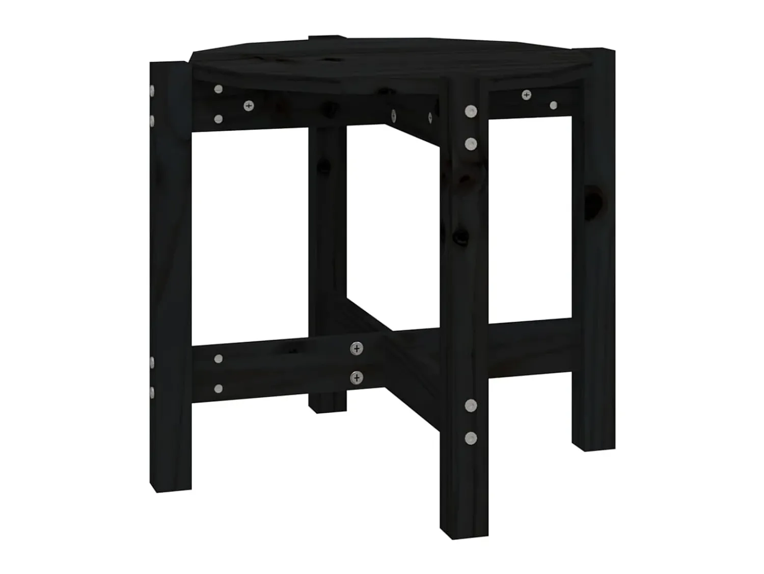 Mesa De Apoio* Mesa de centro Ø 52,5x45 cm madeira de pinho maciça PT126214 Preto