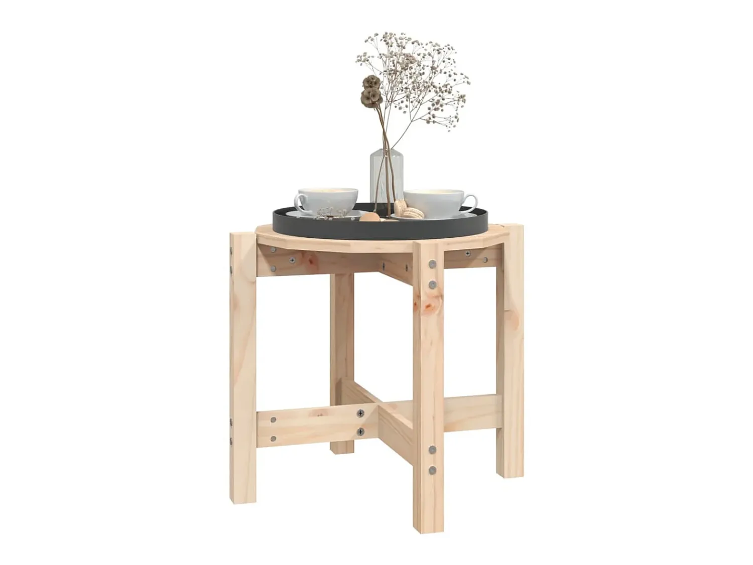 Mesa de centro Ø 52,5x45 cm madeira de pinho maciça PT622147^ Mesa De Apoio