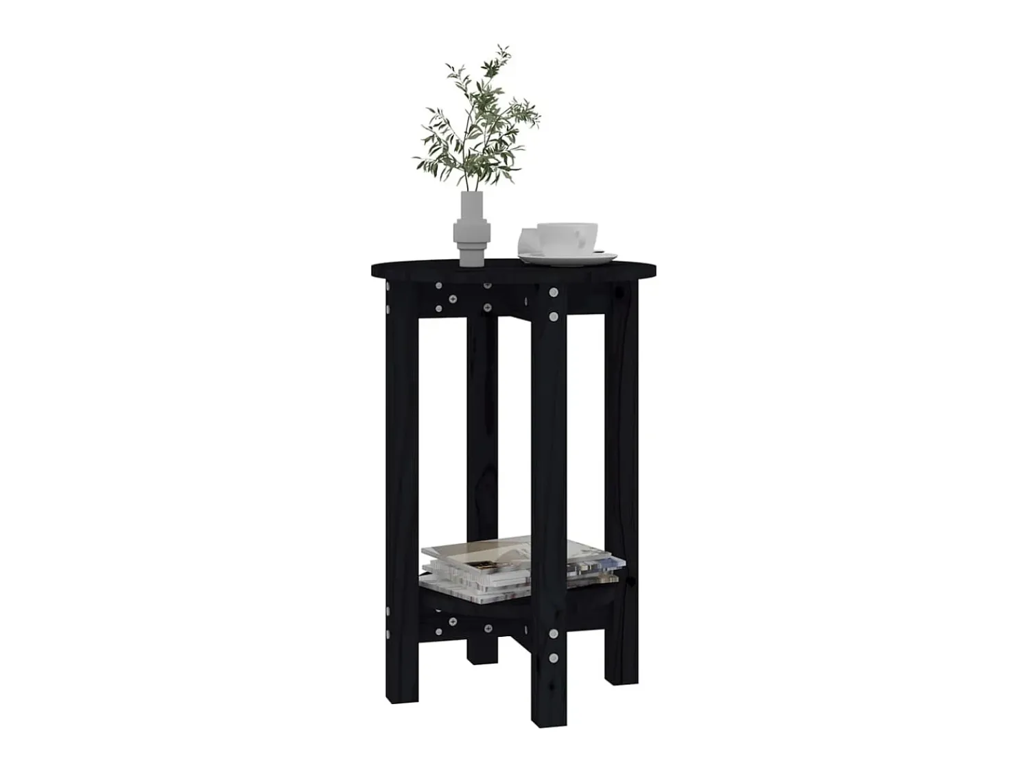Mesa De Centro| Mesa de centro Ø 40x60 cm madeira de pinho maciça PT370441 Preto
