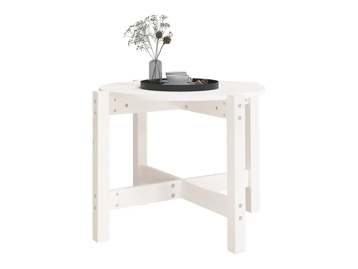 Mesa De Centro|vidaxl Mesa de centro Ø 62,5x45 cm madeira de pinho maciça Branco