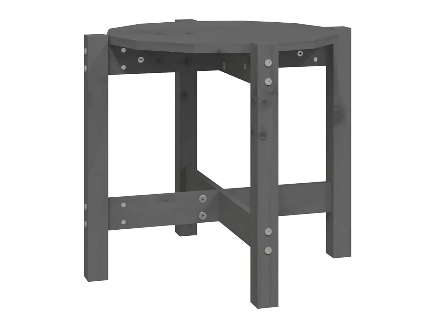 Mesa De Apoio* Mesa de centro Ø 52,5x45 cm madeira de pinho maciça PT593542 Cinzento