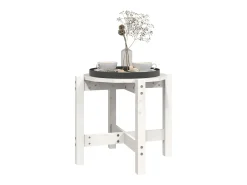 Mesa De Apoio| Mesa de centro Ø 52,5x45 cm madeira de pinho maciça PT383497 Branco
