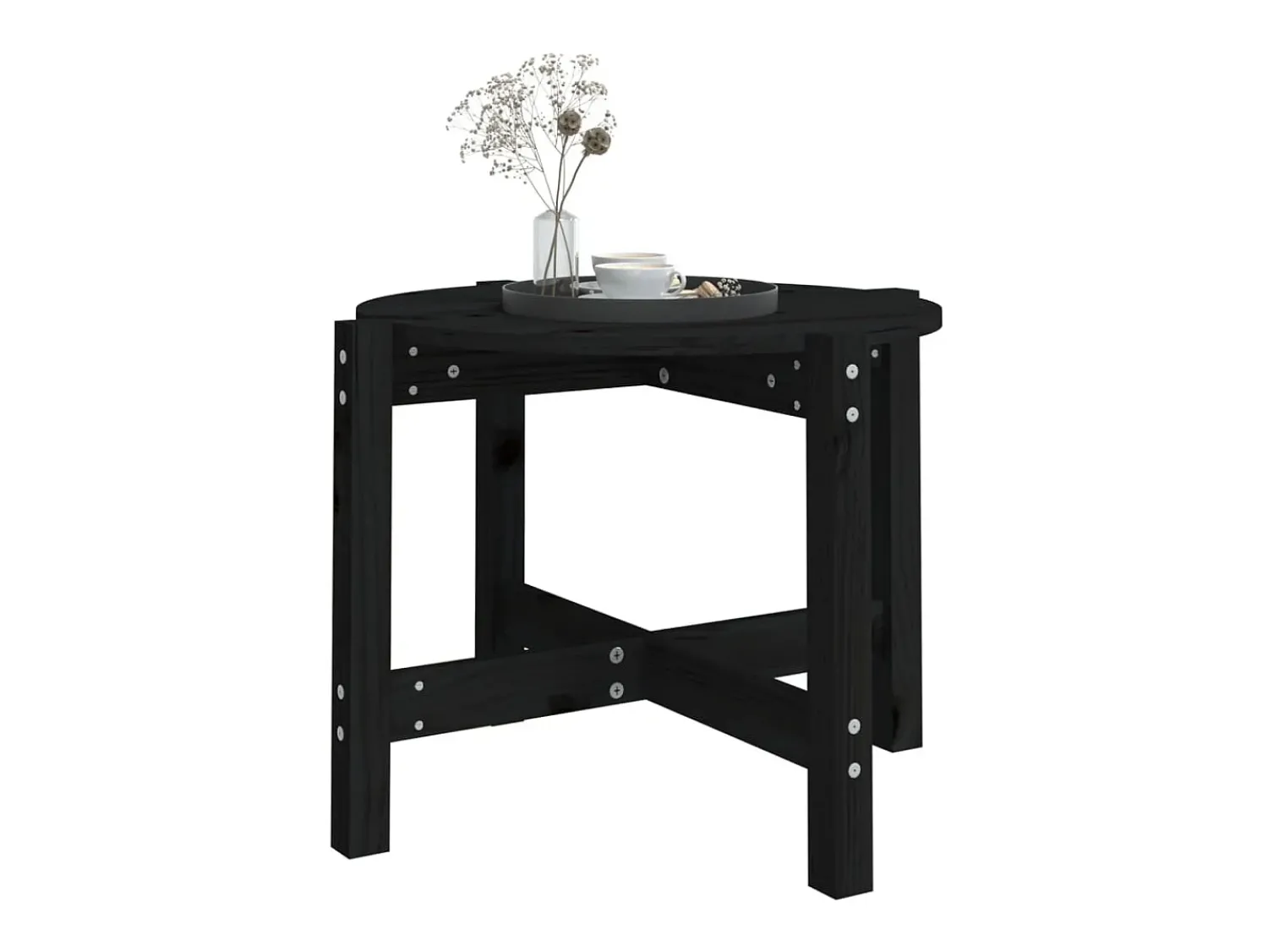 Mesa De Centro* Mesa de centro Ø 62,5x45 cm madeira de pinho maciça PT835312 Preto