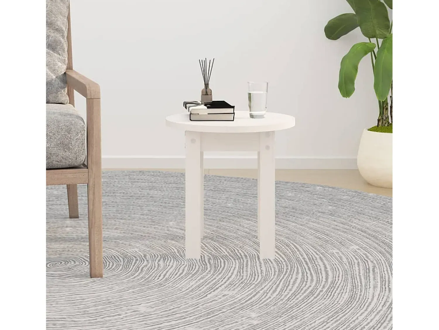 Mesa De Centro| Mesa de centro Ø 35x35 cm madeira de pinho maciça PT504725 Branco