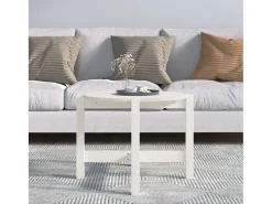 Mesa De Centro| Mesa de centro Ø 62,5x45 cm madeira de pinho maciça PT269732 Branco
