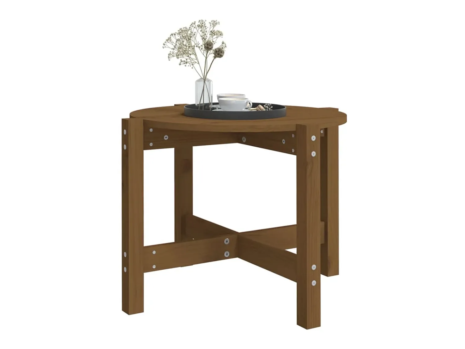 Mesa De Centro* Mesa de centro Ø 62,5x45 cm madeira pinho maciça -mel PT948664 Castanho