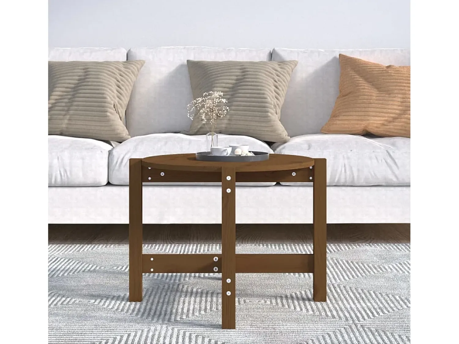 Mesa De Centro* Mesa de centro Ø 62,5x45 cm madeira pinho maciça -mel PT948664 Castanho
