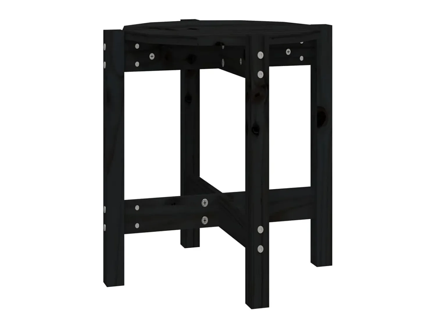 Mesa De Apoio| Mesa de centro Ø 42,5x45 cm madeira de pinho maciça PT349351 Preto