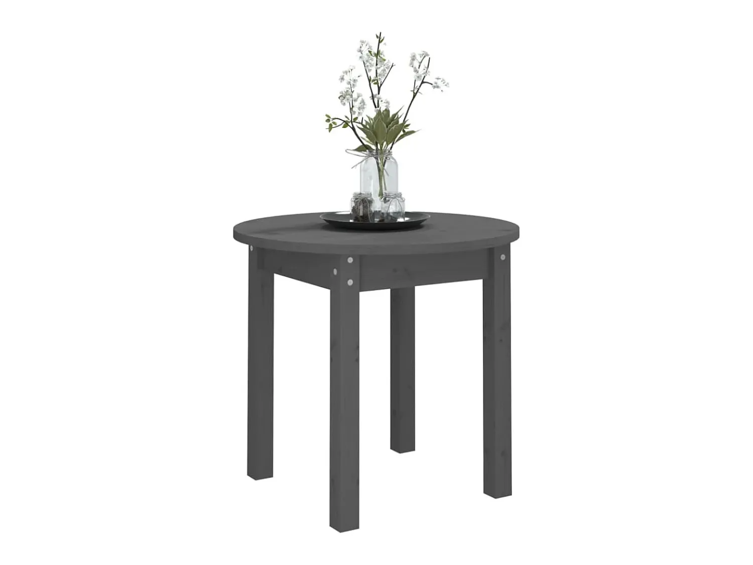 New Mesa de centro Ø 45x40 cm madeira de pinho maciça PT967057 Cinzento