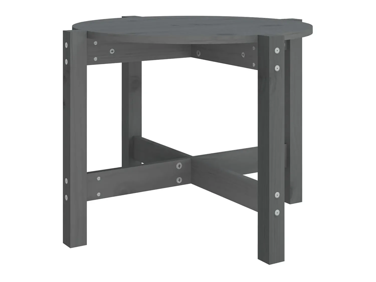 Mesa De Centro* Mesa de centro Ø 62,5x45 cm madeira de pinho maciça PT824567 Cinzento