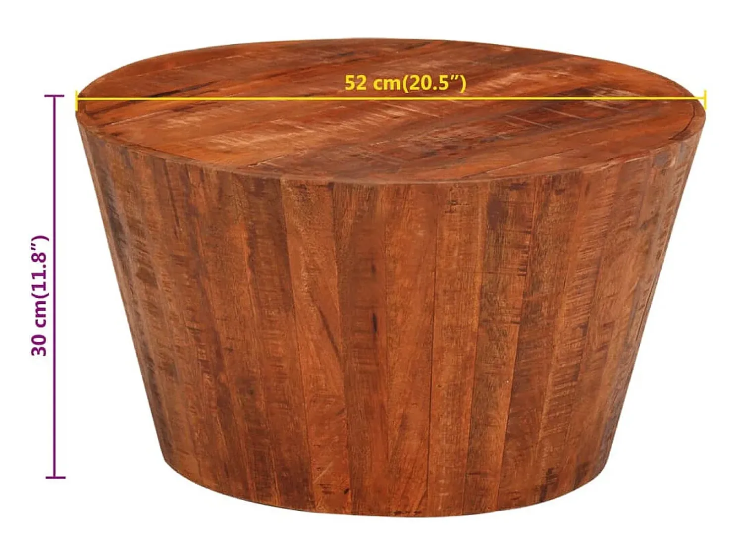 vidaxl Mesa de centro Ø 52x30 madeira de mangueira áspera maciça^ Mesa De Centro