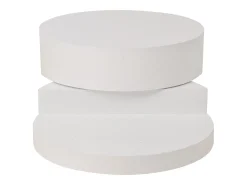 Mesa De Centro| Mesa de centro - 70x70x35,5cm - Tampo giratório 360° - com faixa de LED de 16 cores - Branca Branco
