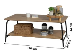 Online Meublorama Mesa de centro aberta estilo clássico cor carvalho claro - dimensões 110x60xH44cm Castanho