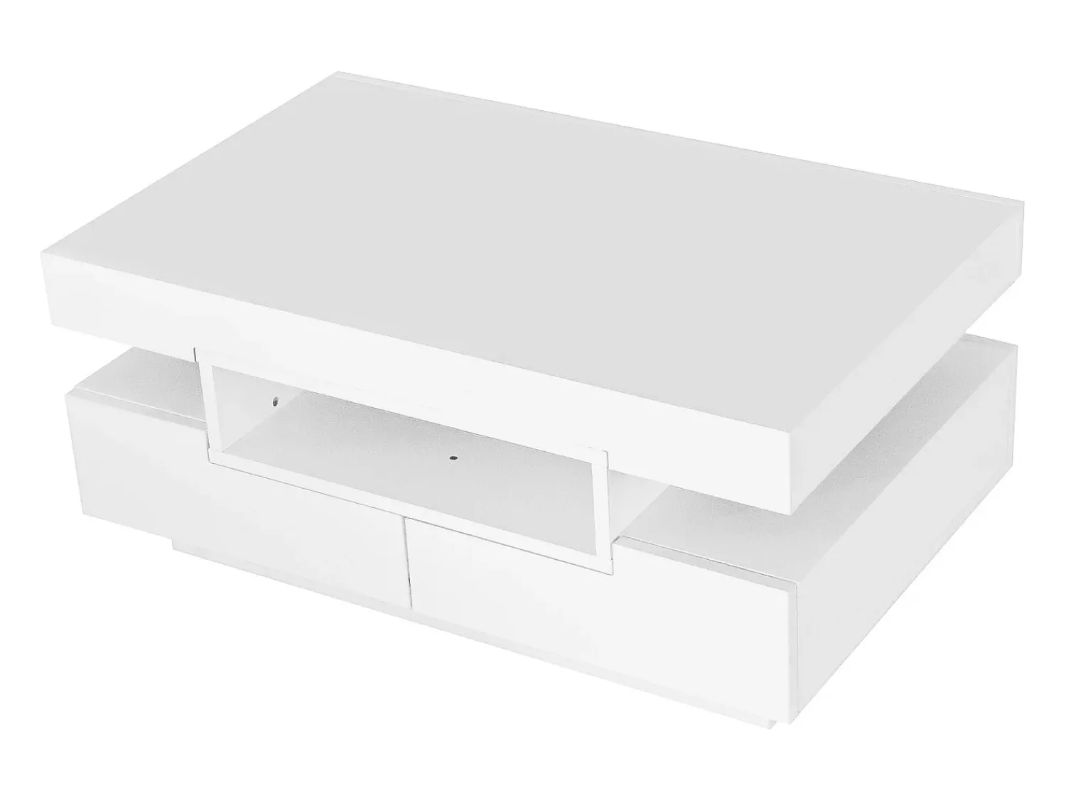 Mesa De Centro* Mesa de centro, acabamento alto brilho, com LED, 4 gavetas à frente e atrás, amplo espaço de arrumação 80x50x36cm, Branco