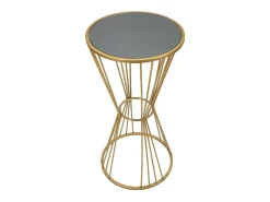 Mesa De Apoio|Dmora Mesa de centro Agnes, Mesa de centro baixa, Porta-revistas para sofá, Estante de sala, 40x40 h80 cm, Dourado
