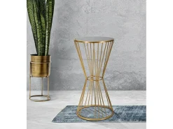 Mesa De Apoio|Dmora Mesa de centro Agnes, Mesa de centro baixa, Porta-revistas para sofá, Estante de sala, 40x40 h80 cm, Dourado