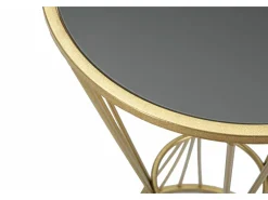 Mesa De Apoio|Dmora Mesa de centro Agnes, Mesa de centro baixa, Porta-revistas para sofá, Estante de sala, 40x40 h80 cm, Dourado
