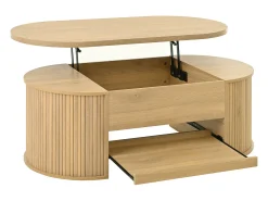 Mesa De Centro|ModernLuxe Mesa de centro ajustável 110×55,5×40 cm - laterais curvos - com 1 gaveta - MDF - natural Natural claro