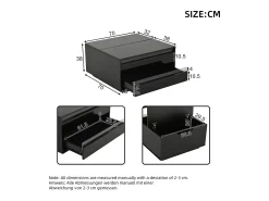 ModernLuxe Mesa de centro ajustável 70×70×38 cm - com fita LED - com 1 gaveta e porta basculante -^ Mesa De Centro