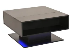 Mesa De Centro*ModernLuxe Mesa de centro ajustável 80×77×40 cm - design brilhante - com iluminação LED - armazenamento semiaberto - Preto