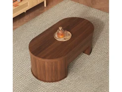 Mesa De Centro*ModernLuxe Mesa de centro ajustável 110×55,5×40 cm - laterais curvos - com 1 gaveta - MDF - marrom Castanho