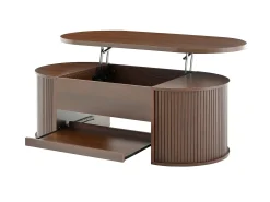 Mesa De Centro*ModernLuxe Mesa de centro ajustável 110×55,5×40 cm - laterais curvos - com 1 gaveta - MDF - marrom Castanho
