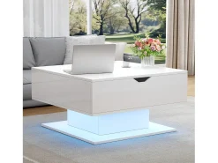 ModernLuxe Mesa de centro ajustável em altura 80x77x40 cm - Design de alto brilho - Com iluminação LED - Armazenamento semiaberto -^ Mesa De Centro