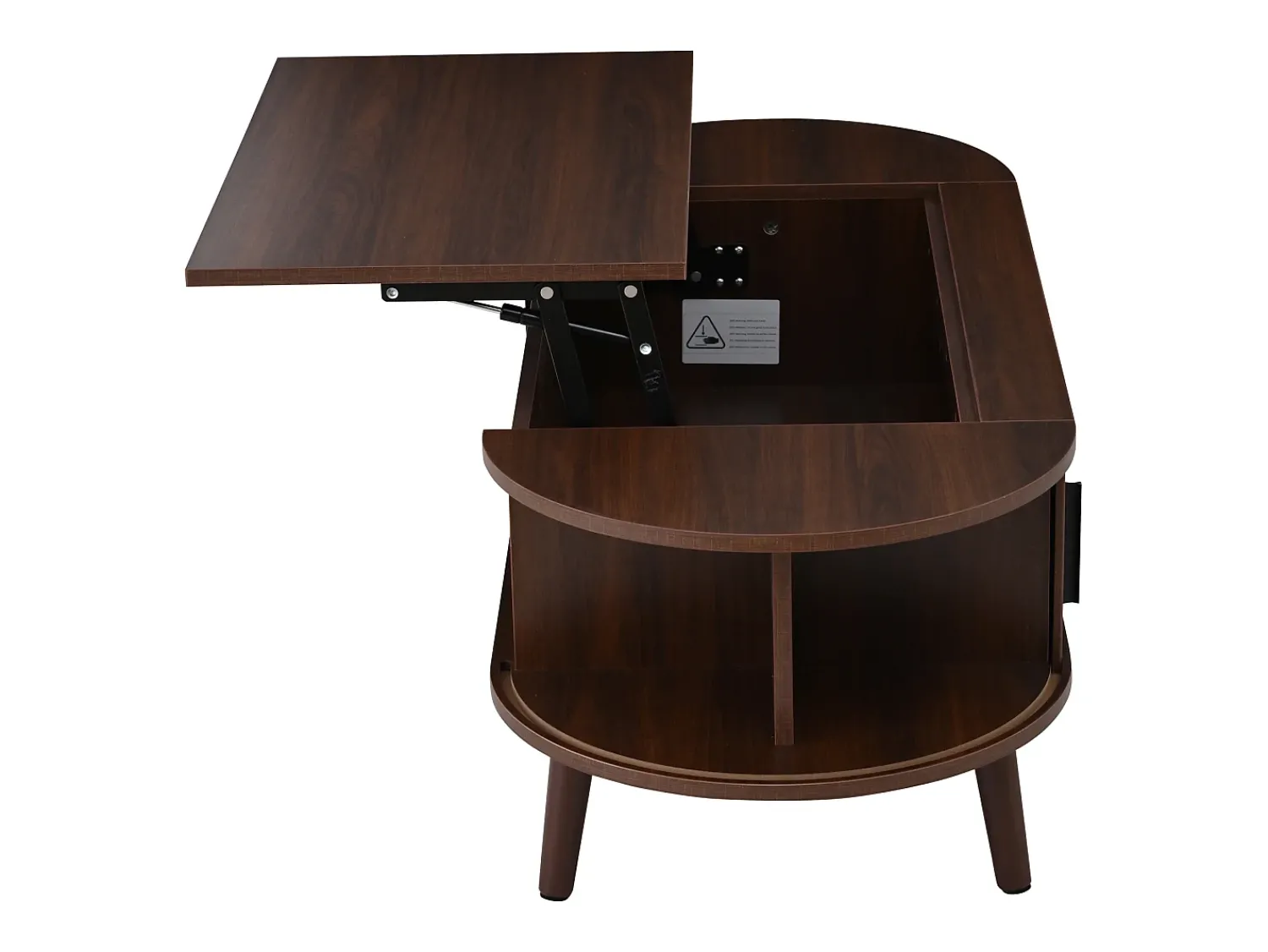 Clearance ModernLuxe Mesa de centro ajustável em altura 120x50x39,5 cm - 2 portas - Armazenamento oculto - Pés de madeira maciça - Marrom Castanho