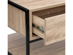 5five Mesa de Centro Aliaj 1 Gaveta Aço Industrial Preto/Carvalho Claro 100x50 cm^ Mesa De Centro