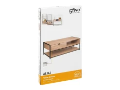 5five Mesa de Centro Aliaj 1 Gaveta Aço Industrial Preto/Carvalho Claro 100x50 cm^ Mesa De Centro