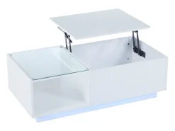 ModernLuxe Mesa de centro alto brilho - altura ajustável - com armazenamento + prateleiras -^ Mesa De Centro