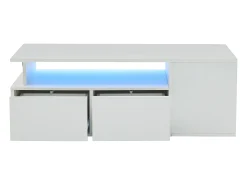 ModernLuxe Mesa de centro alto brilho 100×50×35 cm - com iluminação LED - 2 gavetas - 3 compartimentos -^ Mesa De Centro