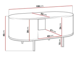 New Mesa de Centro AMBIHOME DORE - Carvalho Cremona/, C100xP52xA45cm Branco