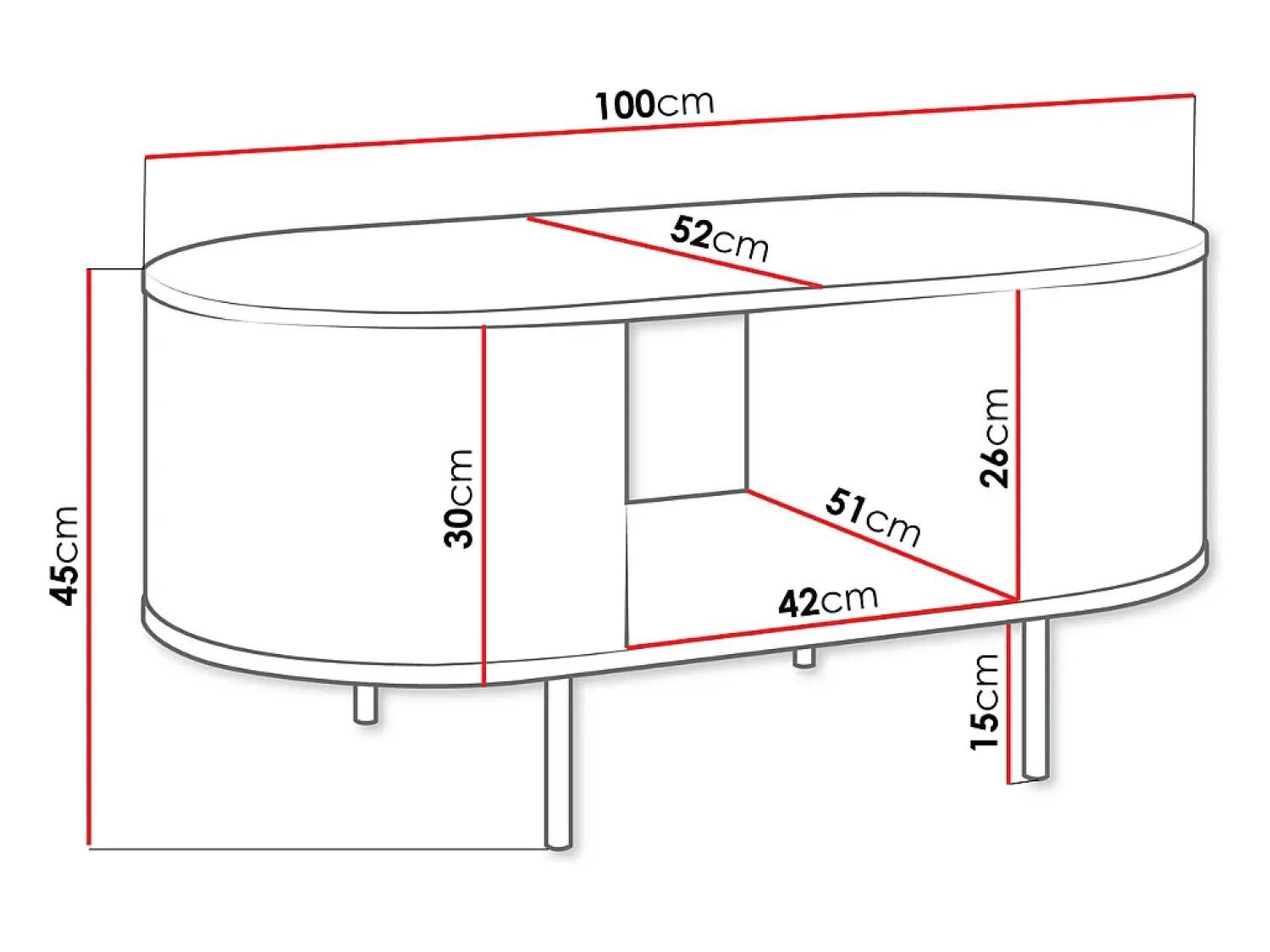 New Mesa de Centro AMBIHOME DORE - Carvalho Cremona/, C100xP52xA45cm Branco