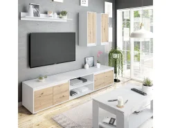 Clearance Calicosy Mesa de centro Ambit, elevável, branca, artik, design moderno, 43/54 x 102 x 50 cm Branco