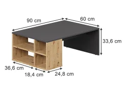 Mesa De Centro*Vicco Mesa de centro antracite 90x60x33.6 danny Cinza antracite